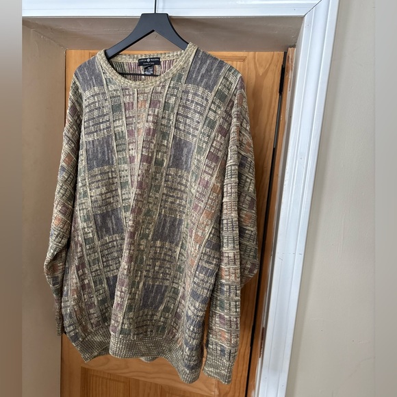 VTG Iconic Cotton Traders Mens Coogi Style 90’s Textured Multicolored Sweater,XL - Picture 5 of 16